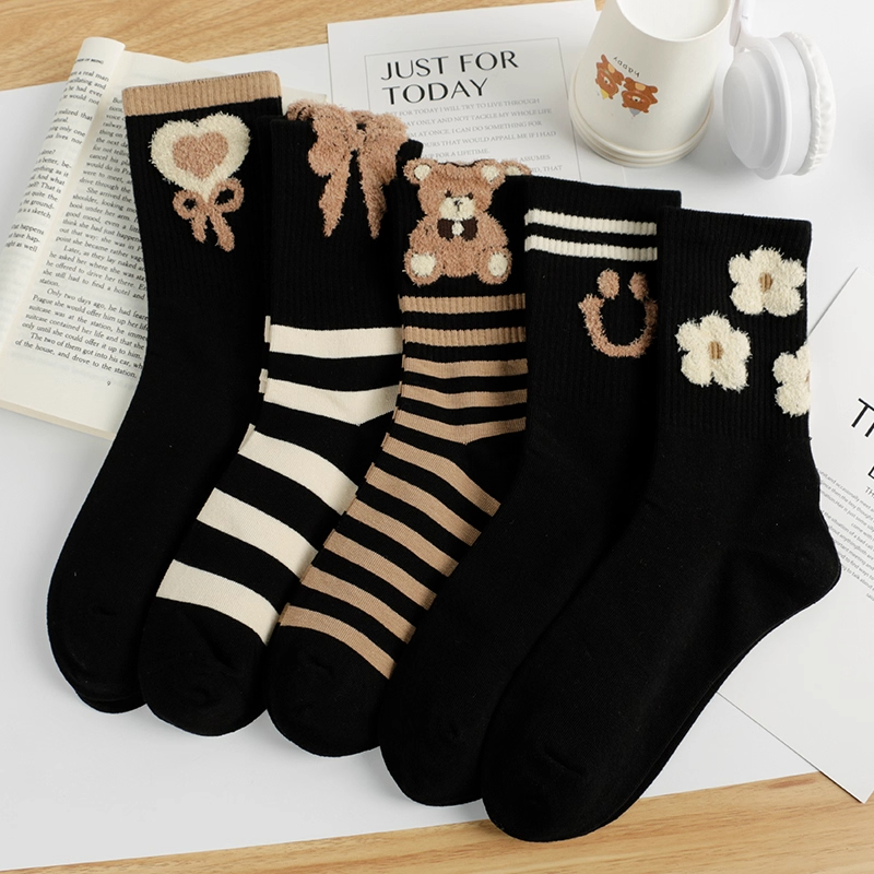 秋冬中筒羽毛纱女士袜