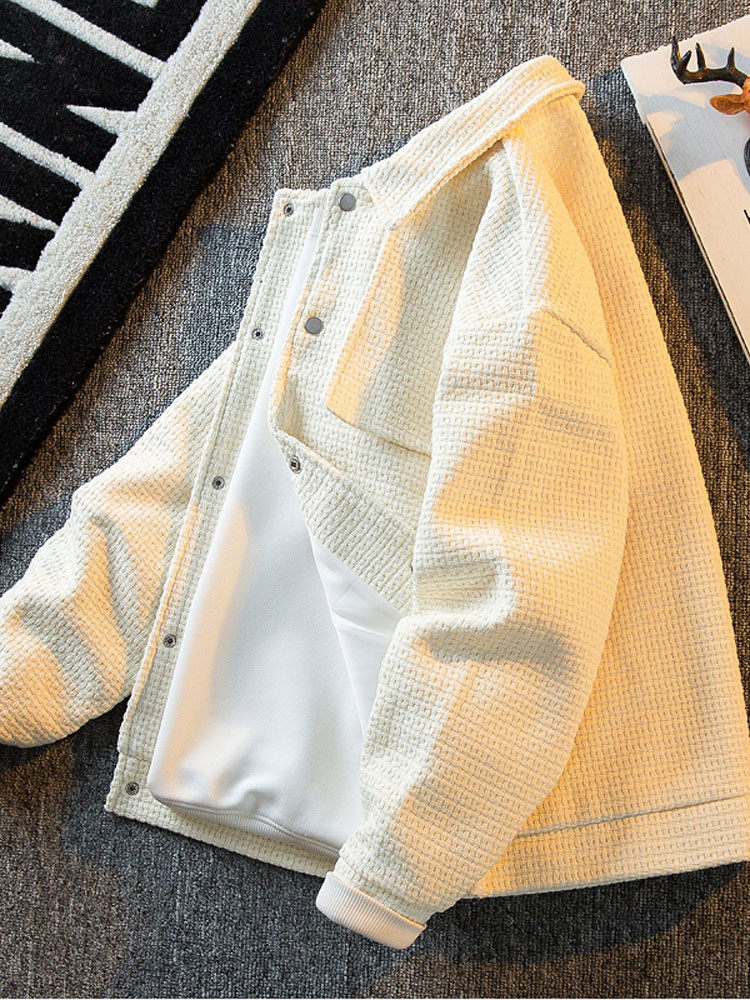 UASK小香风外套男春秋季2025年新款白色覆古潮流休闲男士翻领夹克