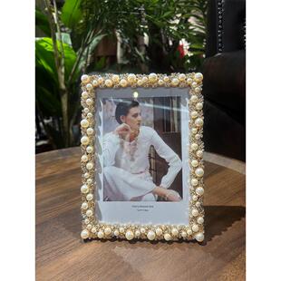 简约金属珍珠相框结婚照6寸7寸写真婚纱儿童相册摆件装饰摆台礼品