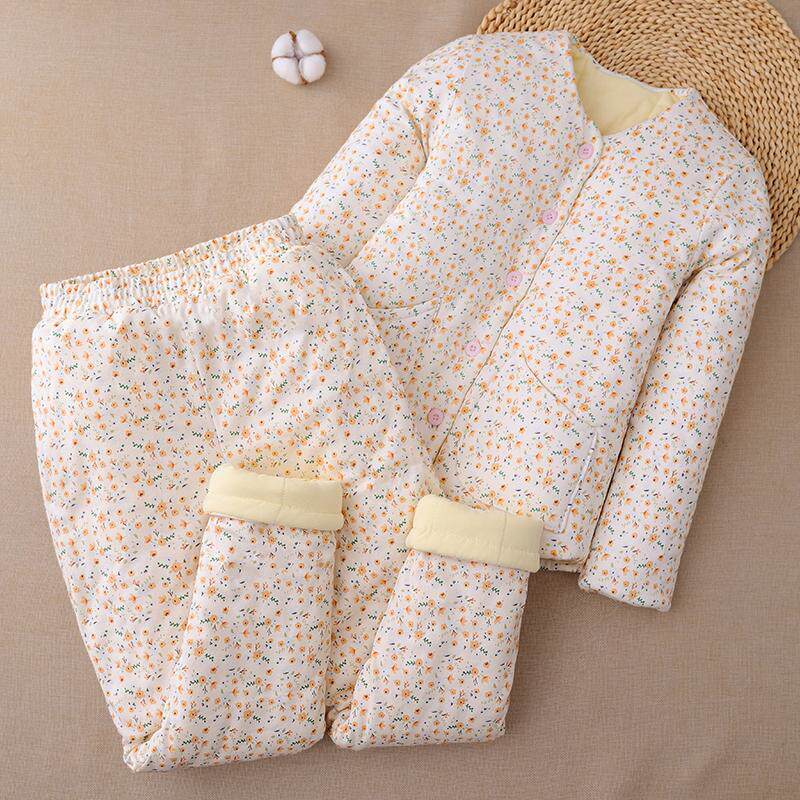 女士纯棉花小棉袄内胆套装 妈妈款加厚保暖内穿宽松居家棉服冬季