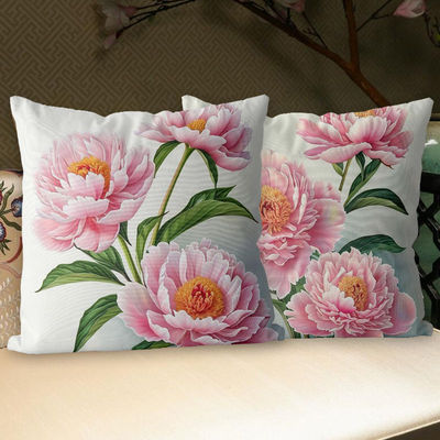 粉色牡丹复古中式沙发手工自绣满绣十字绣抱枕套高颜值客厅抱枕套