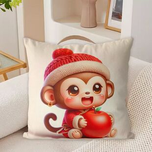 平平安安十二生肖喜庆系列抱枕手工满绣十字绣床头靠枕沙发抱枕套