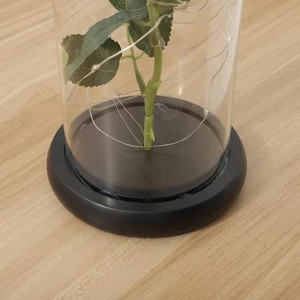 新款直销玻璃罩永生玫瑰花摆件 LED灯仿真花 创意七夕情人节礼物