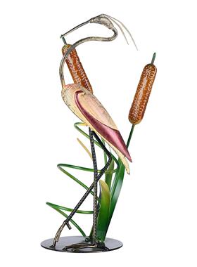 新款直销跨境工艺品创意家居摆件金属装饰仙鹤酒架铁艺黄铜铁制手