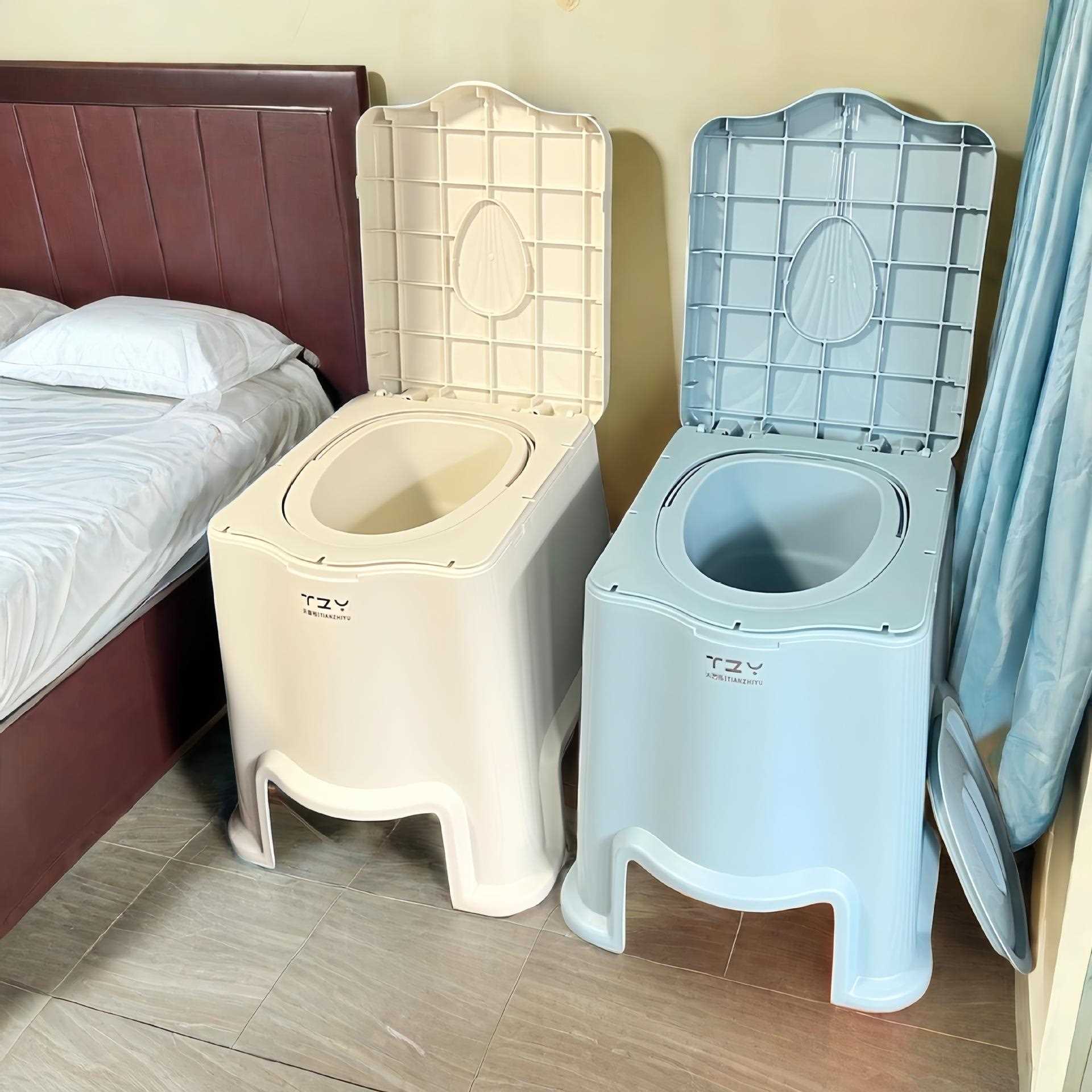 新款直销便携式老人床头加高塑料坐便器孕妇移动马桶凳坐便椅安全