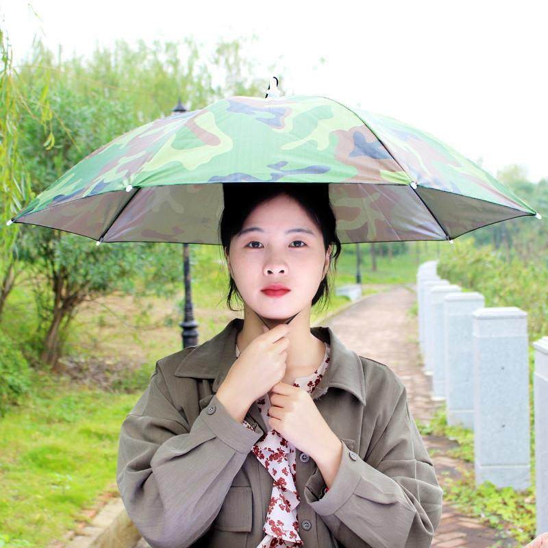 直销新款防遮晒防雨帽子雨伞斗笠头戴式钓鱼伞帽短节创意小号成人