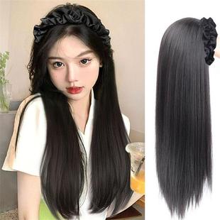 新款直销假发女长发U型半头套网红同款云朵发箍长发大波浪一体式