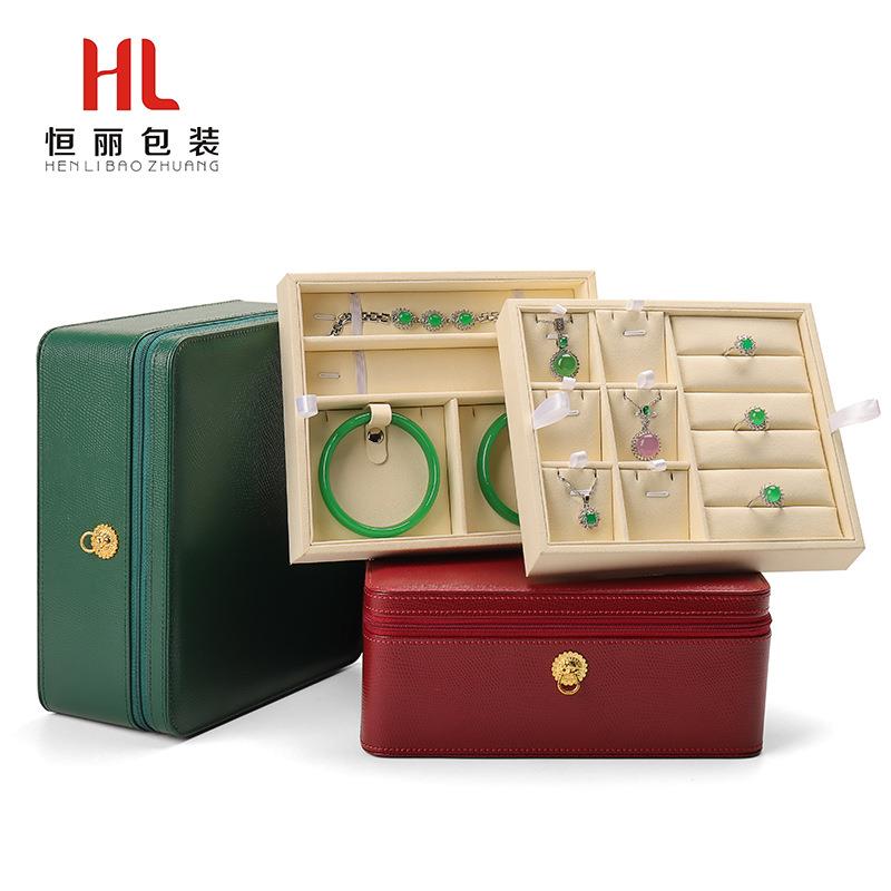 新款直销珠宝首饰拉链圆角两层收纳箱旅行便捷大容量收纳箱直播间