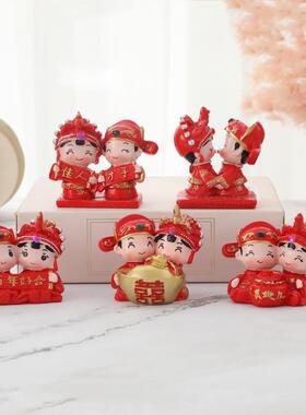 新款直销婚庆结婚新郎新娘百年好合汽车摆件婚房时尚家居蛋糕装饰