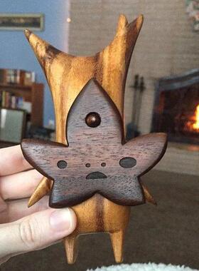 新款直销家居摆件恶搞装饰品木头人设计桌上树叶爱心木头玩偶树脂