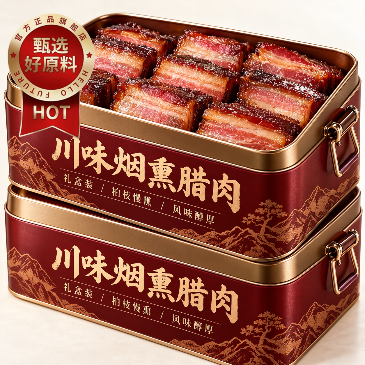 四川农家自制柴火烟熏腊肉腌肉非贵州湖南特产咸肉腊肠正宗五花肉