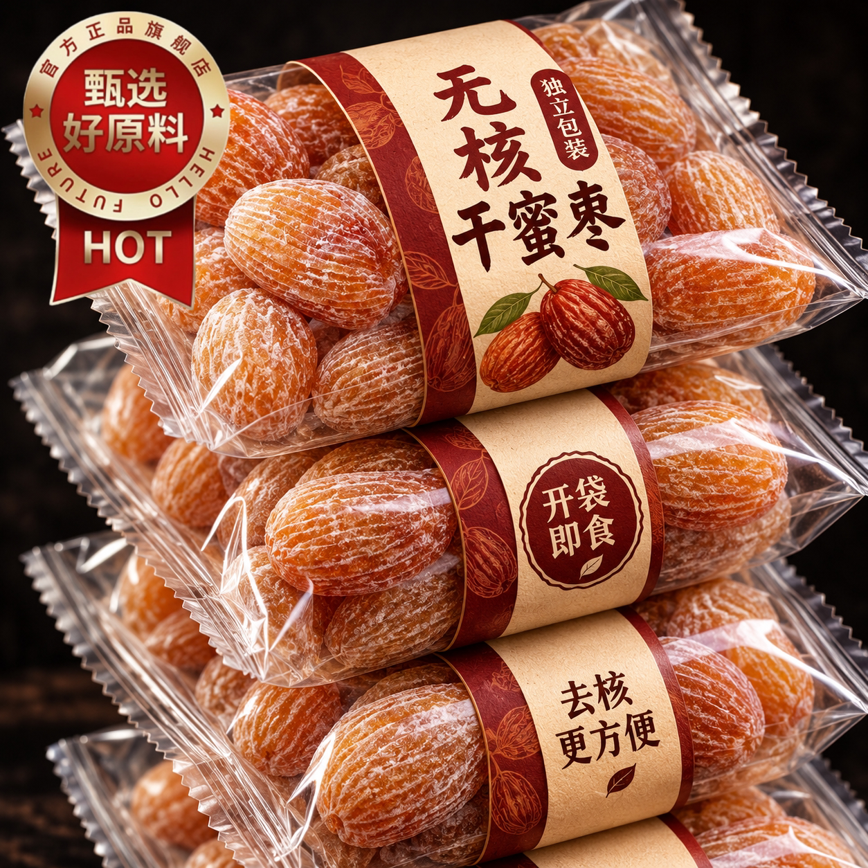 老字号特级无核干蜜枣老式特大金丝密枣煮粥汤用包粽子官方旗舰店