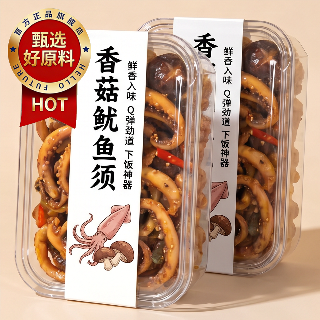 香辣鱿鱼须开袋即食香菇鱿鱼开袋即食烧烤海味网红休闲零食小吃