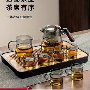 家用轻奢高档泡茶壶新款 玻璃茶具套装 茶盘客厅办公室喝茶功夫茶杯