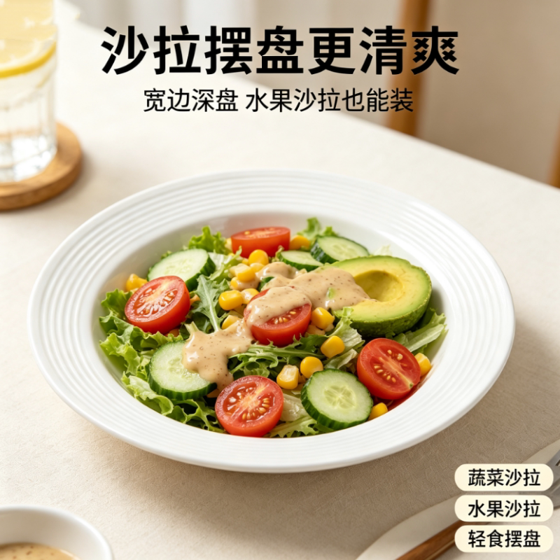草帽盘塑料日式创意网红家用西式沙拉碗西餐浓汤盘意面盘子