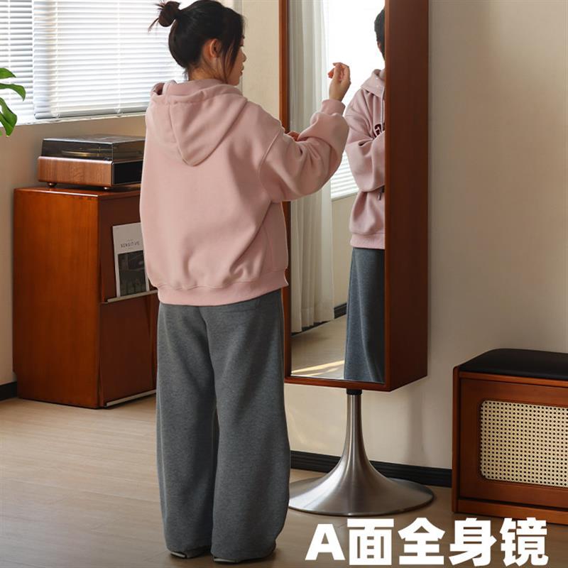 旋转实木全身镜落地镜家用穿衣镜书柜立式镜子柜衣柜多功能