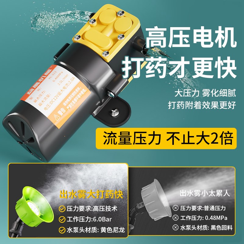 12v喷雾器水泵电动喷雾器高压水泵背负式喷雾器水泵双电机大压力