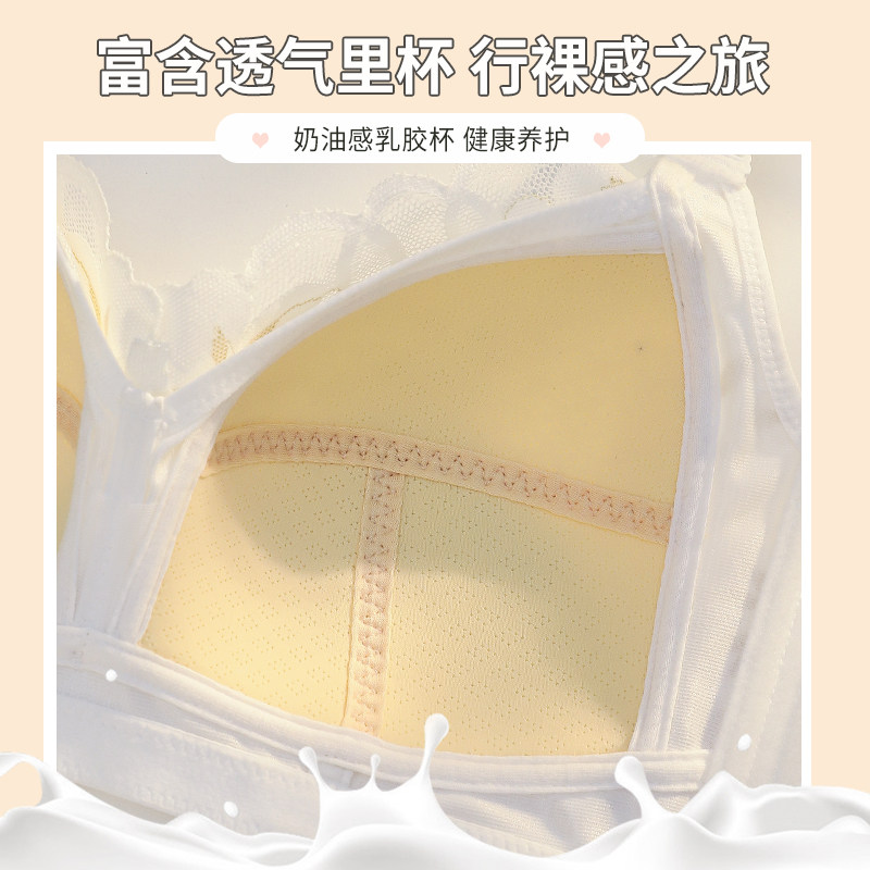 全罩杯内衣女大胸显小夏薄款蕾丝文胸无钢圈聚拢收副乳胸罩防下垂
