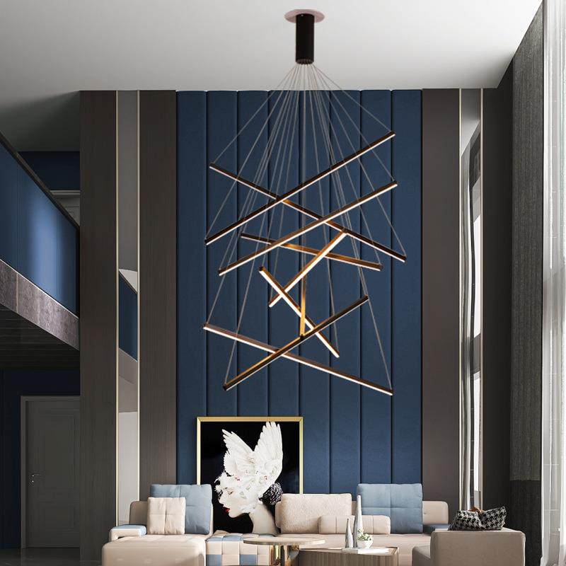 复式楼大吊灯现代简约公寓loft别墅楼梯客厅主灯led线条餐厅灯具,3C数码配件,USB灯,淘宝优惠券,粉丝福利购,淘宝优惠卷