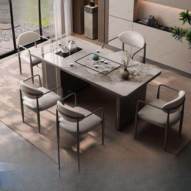 岩板茶桌一体一整套简约桌椅组合现代家用办公室阳台茶几办公茶台