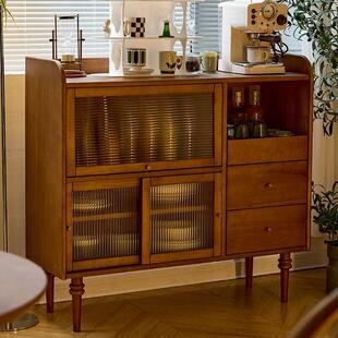 中古储物边柜客厅茶水柜收纳酒柜日式玄关柜樱桃木复古实木餐边柜