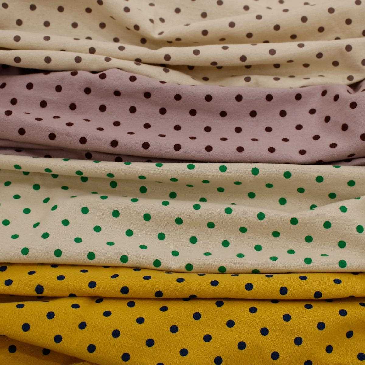 直销新款新款磨毛7mm波点印花纯棉面料厚 抓毛棉布 秋冬童装连衣