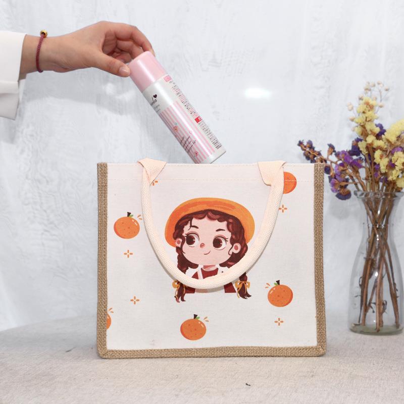 直销新款手绘旅行帆布手提袋环保购物袋学生拎书麻布袋子大容量便