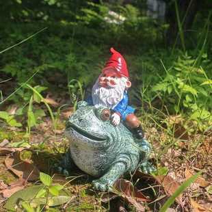 新款直销跨境侏儒树脂工艺品 外贸恶搞小矮人青蛙装饰品户外庭院