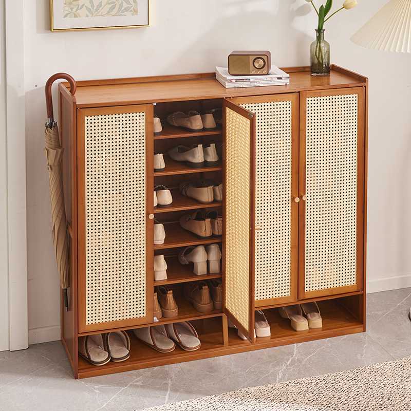新款直销鞋柜家用室外过道电梯口鞋架入户大容量玄关柜实木多层收