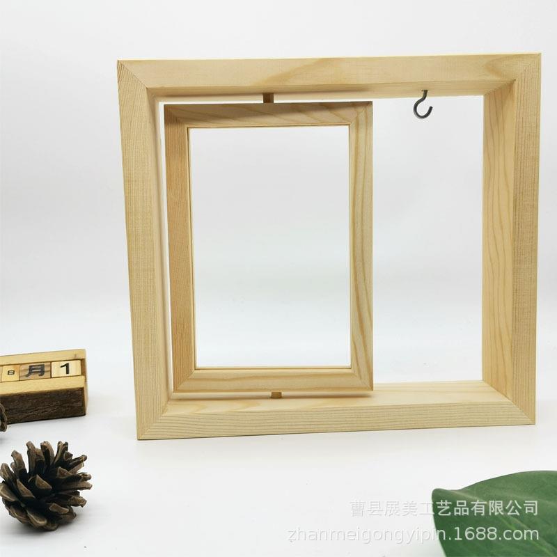 直销新款木质旋转儿童相框双面6寸7寸相框实木相框照片学生摆件毕