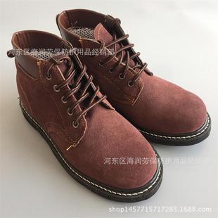 直销新款 电焊工车工防护防砸 加厚轮胎底耐高温劳保鞋 高帮扎钢头鞋