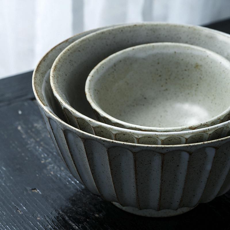 直销新款艺隆轩制粗陶碗盘复古餐具饭碗大号面碗实用泡面碗美食博