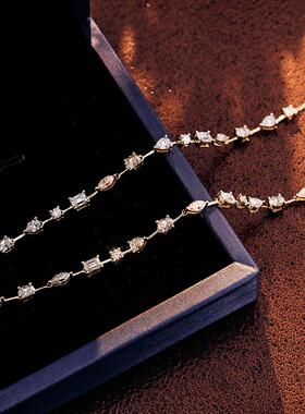 瑞多斯D制气质轻奢14K个性多种类莫桑石项链锁骨链 可零售/