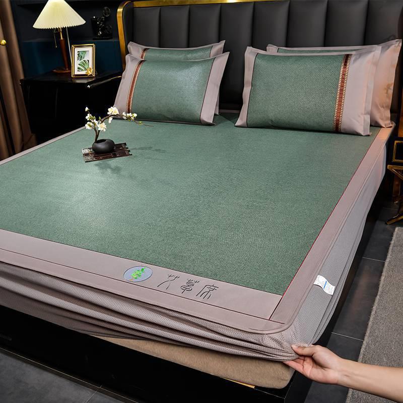 直销新款加厚冰藤床笠艾草席三件套单人学生宿舍1.2米双人1.8米空