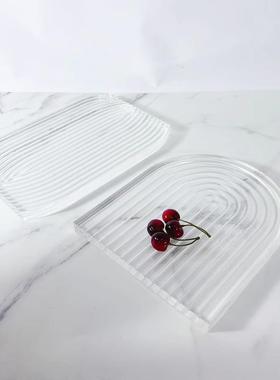 直销新款简约现代透明亚克力螺旋叠片创意托盘果盘客厅茶几电视柜