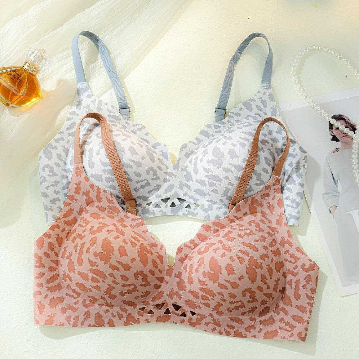 新款直销夏季内衣女性感豹纹小胸聚拢收副乳无钢圈上托舒适固定杯