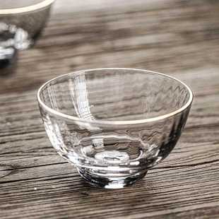 直销新款 功夫茶杯描金耐高温酒杯礼品透明家用个 玻璃品茗杯 日式