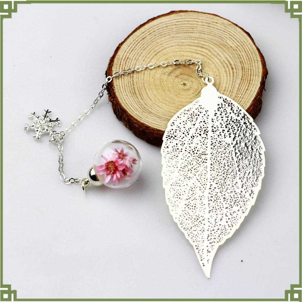 直销新款中国风金属镂空书签永生花叶子雪花友创意礼物定制精美文