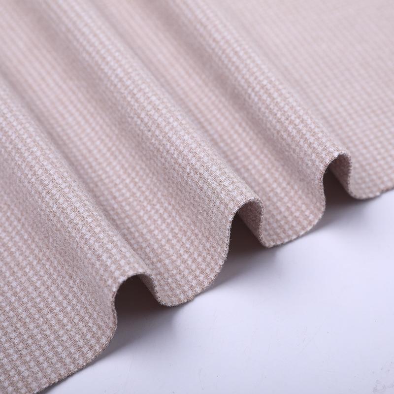 直销新款新款 半精纺薄小千鸟格 针织刺毛仿毛呢面料 秋冬休闲服