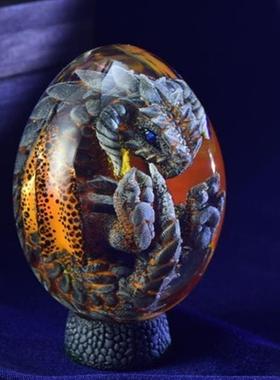 直销新款万圣节跨境新款龙蛋熔岩底座树脂发光恐龙蛋装饰家居摆件