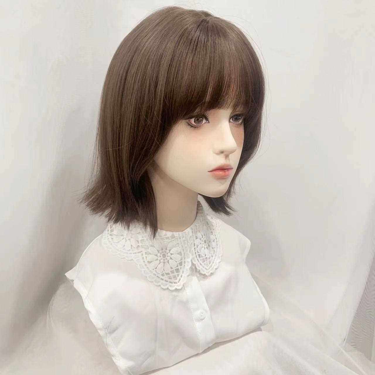 新款直销新款假发女短发空气刘海纹理烫韩式短卷发蓬松时尚全头套