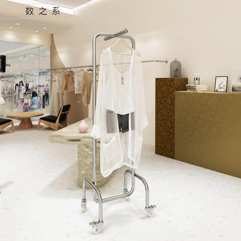 新款直销服装店展示架落地式中岛正挂架不锈钢拉丝女装店挂衣架货