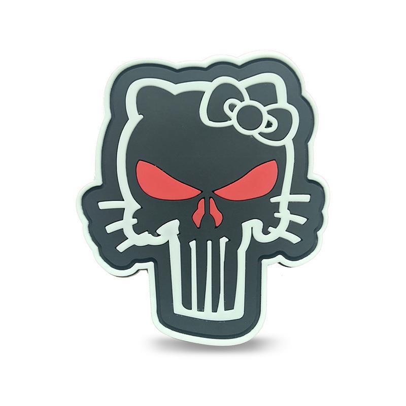 直销新款战术凯蒂惩罚者头骨士气魔术贴臂章 户外背包贴章