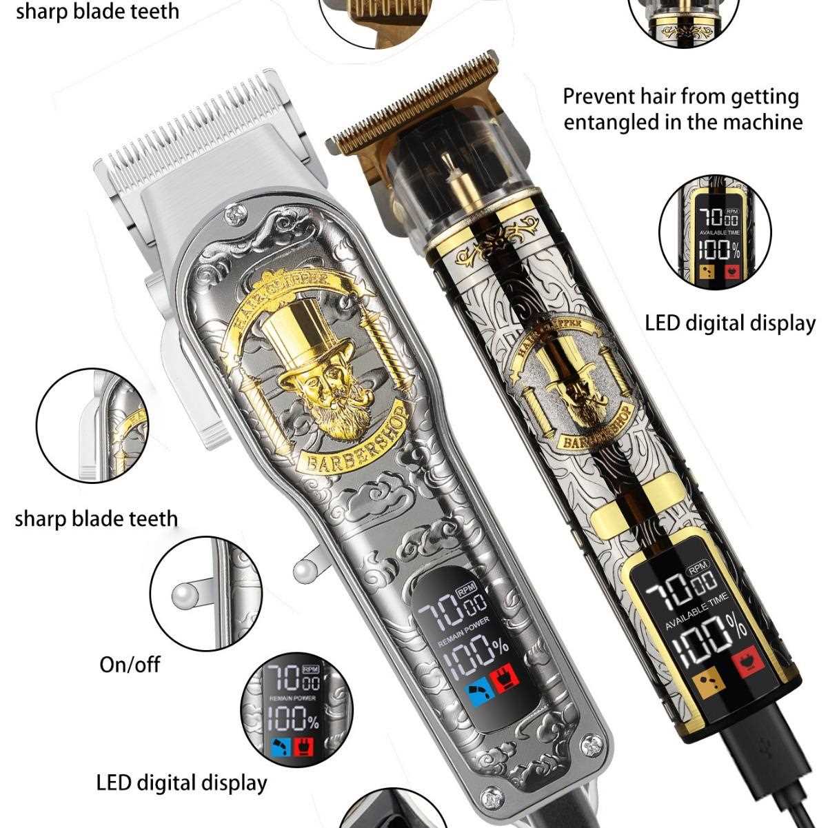直销新款理发器电动剃头雕刻油头电推子理发店专用充电款限位梳电