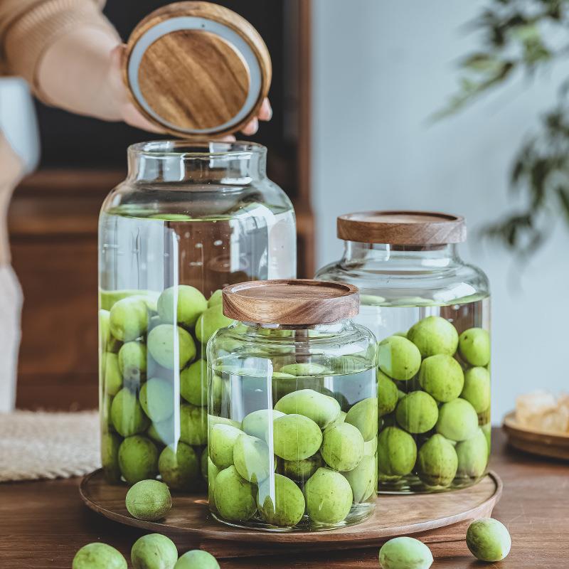 直销新款大容量木盖玻璃泡酒瓶青梅杨梅酒瓶子家用酿酒罐泡酒收纳
