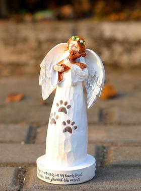 直销新款跨境新款创意树脂摆件天使花仙子宠物纪念品家居装饰工艺