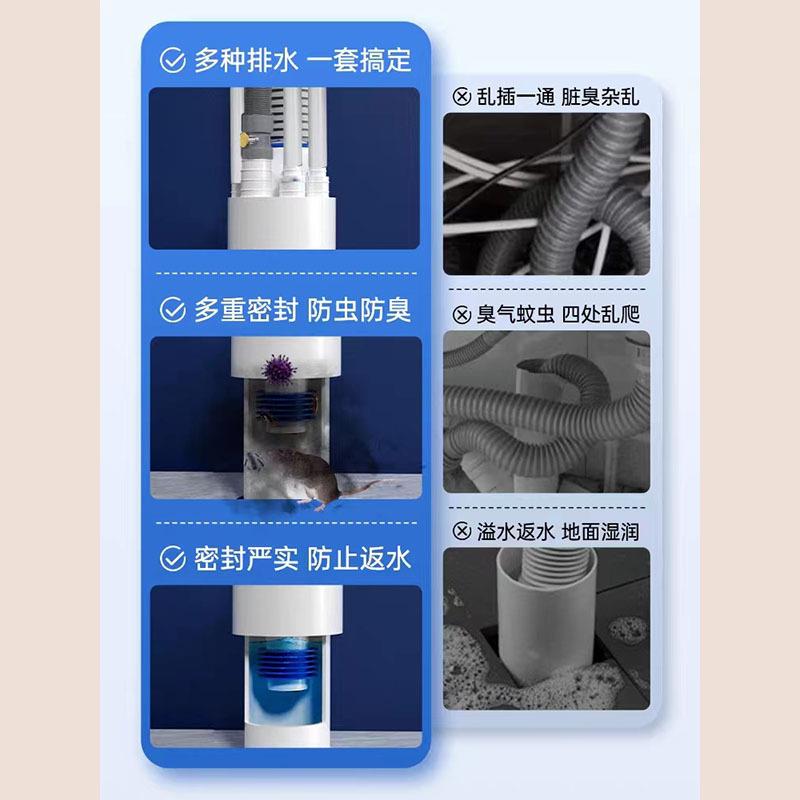 直销新款厨房下水管三通接头洗碗机净水器集成式洗衣机排水管防臭