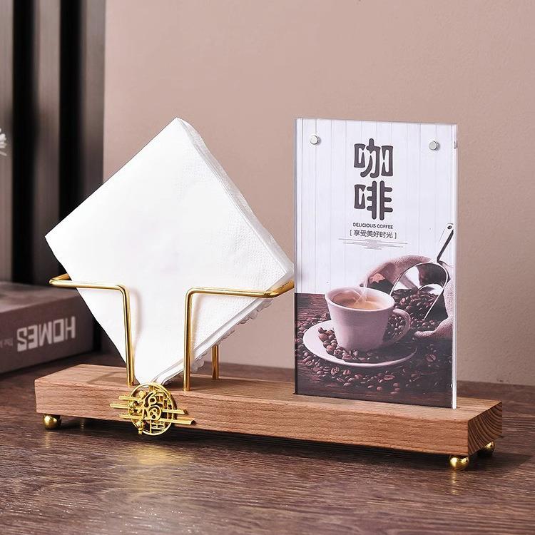 直销新款实木创意立式纸巾架咖啡厅酒店餐厅桌面餐巾纸架托简约餐