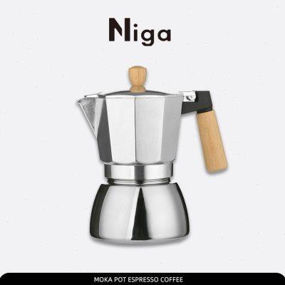 niga双阀摩卡壶意式咖啡壶家用户外露营火煮咖啡壶器具浓缩萃取壶