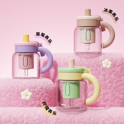 兴财高硼硅玻璃水杯大容量女带把手吸管杯便携2024新款女泡茶杯子